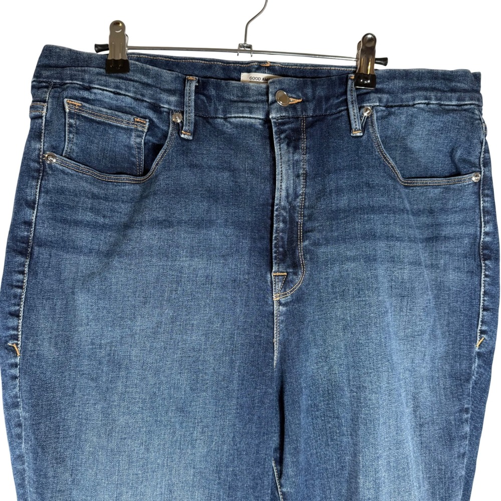 Good American Good Legs Skinny Jeans Blue Distressed Raw Hem GLCH367T Womens 20